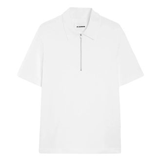 Jil Sander Zip-Up Knitted Polo Shirt - male - Jil Sander - Polo Shirts - White - M - Tops