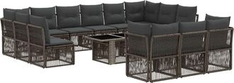 vidaXL Conjunto De Sof&aacute;s De Jard&iacute;n 14 Uds. Gris Rat&aacute;n Sint&eacute;tico Vidaxl
