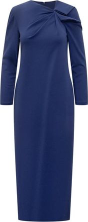 Emporio Armani Lange jurk met plooien in stretch Milano-steek - Dames - Casual kleedjes - Blauw - XS - Kleedjes