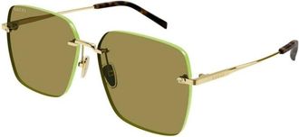 Gucci Specialized fit vierkante zonnebril - Dames - Zonnebrillen - Geel - 60 MM - Nylon - Accessoires