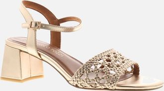 Marco Tozzi Womens Marco Tozzi Womens Sandals Block Heeled Strappy Tilly Buckle gold UK Size - Size: 6.5