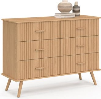 IDMarket Commode 6 tiroirs juliette 110 cm effet lattes