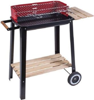 Trade Shop Trade Shop - Bbq Barbecue Rettangolare 51x32x69cm Con Struttura Acciaio Ripiani Legno 2600053