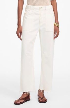 Madewell The Darted Raw Hem Barrel Leg Utility Jeans in Tile White at Nordstrom Rack, Size 25