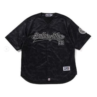 A Bathing Ape Camo Stripe Baseball Shirt Black 1L30-132-003-BLK