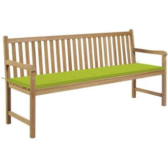 vidaXL Banco De Jard&iacute;n Madera Maciza Teca Coj&iacute;n Verde Brillante 175 Cm Vidaxl
