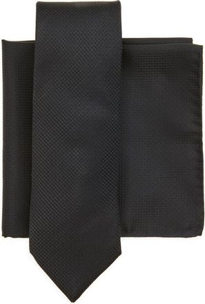 BOSS Black Geometric Jacquard Tie & Pocket Square Set in Dark Blue at Nordstrom