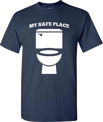 UGP Campus Apparel My Safe Place Toilet - Funny Sarcastic Humor Bathroom T Shirt, Navy, Medium