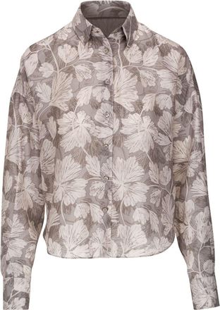 Brunello Cucinelli floral-print silk shirt - women - Silk - M - Grey