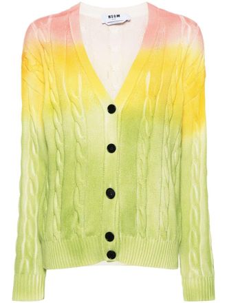 Msgm cable-knit cardigan - women - Cotton - L - Yellow