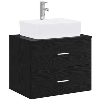 vidaXL Juego De Muebles De Ba&ntilde;o Roble Negro Madera De Ingenier&iacute;a Vidaxl