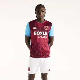 New Balance West Ham United Uomo New Balance 26/27 Home Short Sleeve Jersey in Bordeaux/Blu, Poliestere, Taglia XL