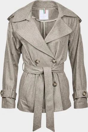 Gorski Cropped Wool Belted Trench Coat