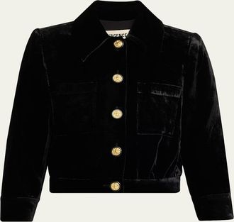 L'agence Jia Cropped Velvet Jacket