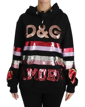 Dolce & Gabbana DG Sequined Hooded Pullover Womens Sweater (Pre-Owned)