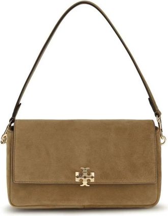 Tory Burch Kira Turnlock Suede Schoudertas - Dames - Schoudertassen - Beige - ONE Size - Katoen - Tassen