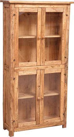 Biscottini International Vitrina De Estilo Country De Madera Maciza De Tilo Acabado Con Efecto Natural 68x25x130 Cm