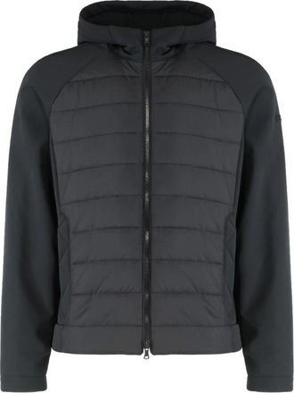 Paul & Shark Gewatteerd jack met capuchon en contrasterende mouwen - Heren - Winterjassen - Zwart - 2XL - Jassen