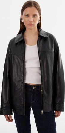 LaMarque THEIA | Leather Bomber Jacket in Black at Nordstrom, Size X-Small/small