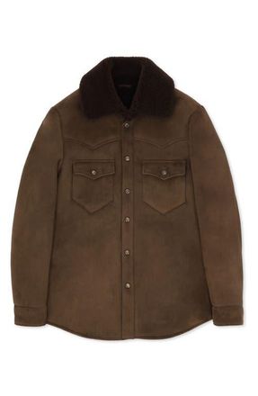 Fortela Ranch Sheepskin Overshirt in Brown at Nordstrom, Size 40 Eu