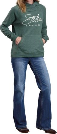 Stetson Ladies Embroidered Hoodie In Green