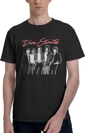 Generic Mens Straits Rock Band Dire Cotton T-Shirts Classic Crewneck Short Sleeves Simple&Versatile Daily Commute Essential Black 3XL