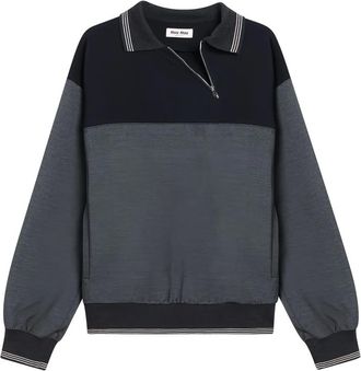 Miu Miu Sweater met colourblocking en rits - Grijs