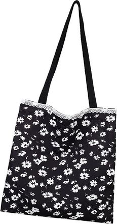 Generic shoulder bag-Stylish Floral Embroidery With Multiple Pockets Practical Canvas Handbag Lightweight Everyday Carry
