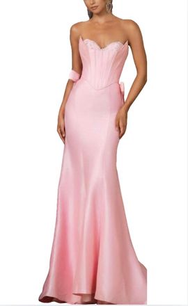 Portia & Scarlett Mermaid Gown With Detachable Side Bows In Light Pink