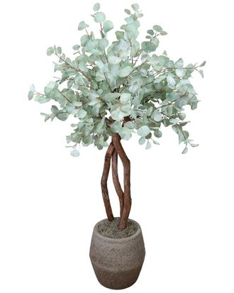 Creative Displays Inc. Silver Dollar Eucalyptus Tree In Stone Pot