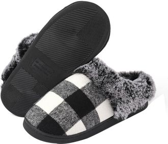 Generic Winter Slippers Fuzzy Anti-Slide Winter for Women Indoor House Closed Toe Plush Fleece Lined Flat Christmas Gifts for Women Men