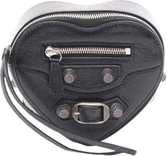 Balenciaga Pre-owned LE Cagole Heart Leren Pouch - Dames - Vintage Clutch - Zwart - ONE Size - Leer - Vintage