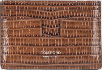 Tom Ford Portacarte in pelle di vitello con stampa coccodrillo