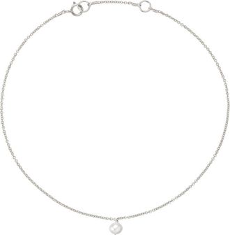 Lily & Roo Solid White Gold Single Pearl Drop Anklet