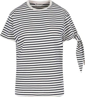 J.W.Anderson White Striped Knotted Sleeve Cotton T-Shirt