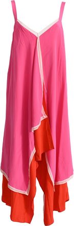 Diane Von F&uuml;rstenberg Diane Von Furstenberg V-Neck Sleeveless Midi Dress in Pink Silk