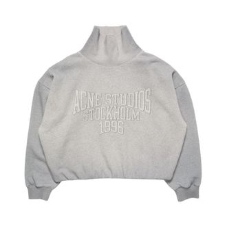 Acne Studios Fleece sweatshirt met logo - Dames - Sweatshirts - Grijs - S - Katoen - Hoodies & sweatvesten