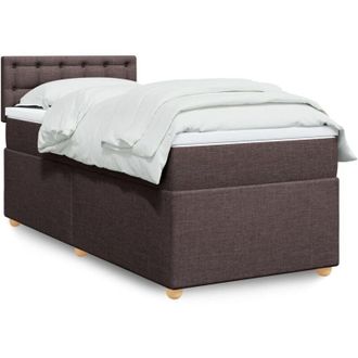 vidaXL Vidaxl - Cama Box Spring Con Colch&oacute;n Tela Marr&oacute;n Oscuro 80x200 Cm