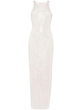 Self Portrait rhinestoned sleeveless maxi dress - Neutrals