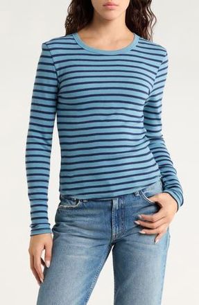 PacSun Jamie Stripe Long Sleeve Cotton Top in Blue at Nordstrom Rack, Size Large
