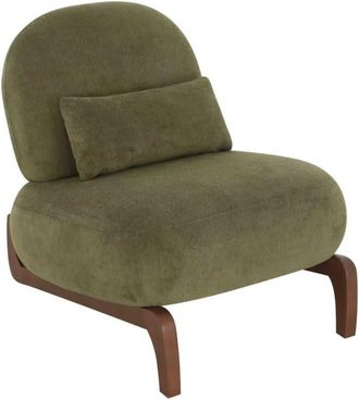 Urban Meuble Sill&oacute;n vintage de terciopelo verde con patas de madera maciza