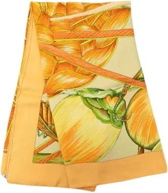 Herm&egrave;s Pre-owned Jardin Creole Scarf - Dames - Vintage Accessoires - Oranje - ONE Size - Vintage