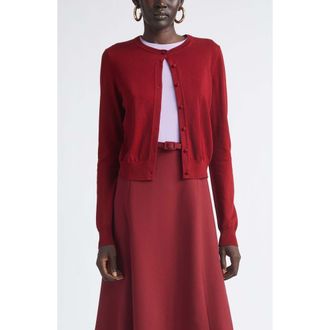 Carolina Herrera Silk & Cotton Cardigan in Rioja at Nordstrom, Size X-Large
