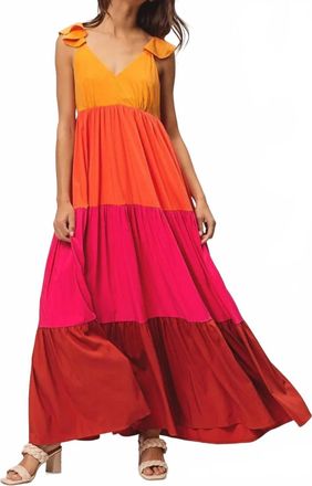 Bibi Womens Bria Color Block Maxi Dress In Sunset