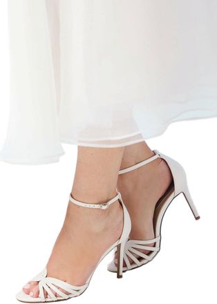 Coast Wide Fit Tilda Faux Leather Lattice Front High Heel Sandals, 8, white
