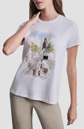 DKNY Crystal Embellished Central Park Conversational Graphic T-Shirt in White at Nordstrom, Size X-Small