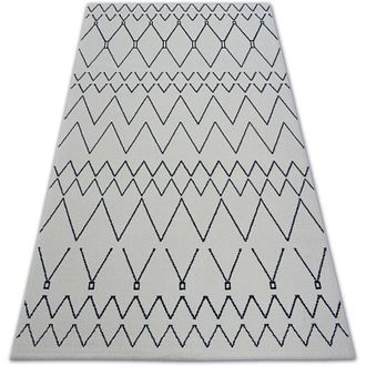 RugsX Rugsx - Alfombra Sense Micro 81249 Zigzag Etno Blanco/azul White 160x230 Cm