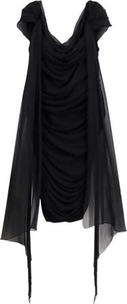 Givenchy Gedrapeerde Jurk met Zijrits - Dames - Feestkleedjes - Zwart - XL - Kleedjes