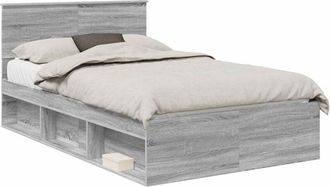 vidaXL Bed Frame Grey Sonoma 120 x 190 cm Solid Pine Wood vidaXL