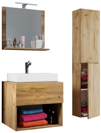 ebuy24 Ebuy24 - Vcm 4 Pcs Lavabo Lavabo Muebles De Ba&ntilde;o Muebles De Ba&ntilde;o Set Sink Lendas Ii (roble De Miel60)
